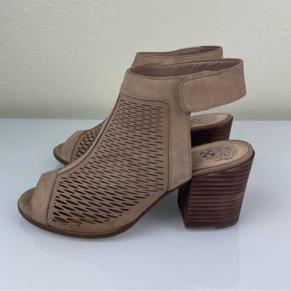 Vince Camuto Sz 7.5 Suede Cutout Ankle Wrap Heel - Picture 3 of 14